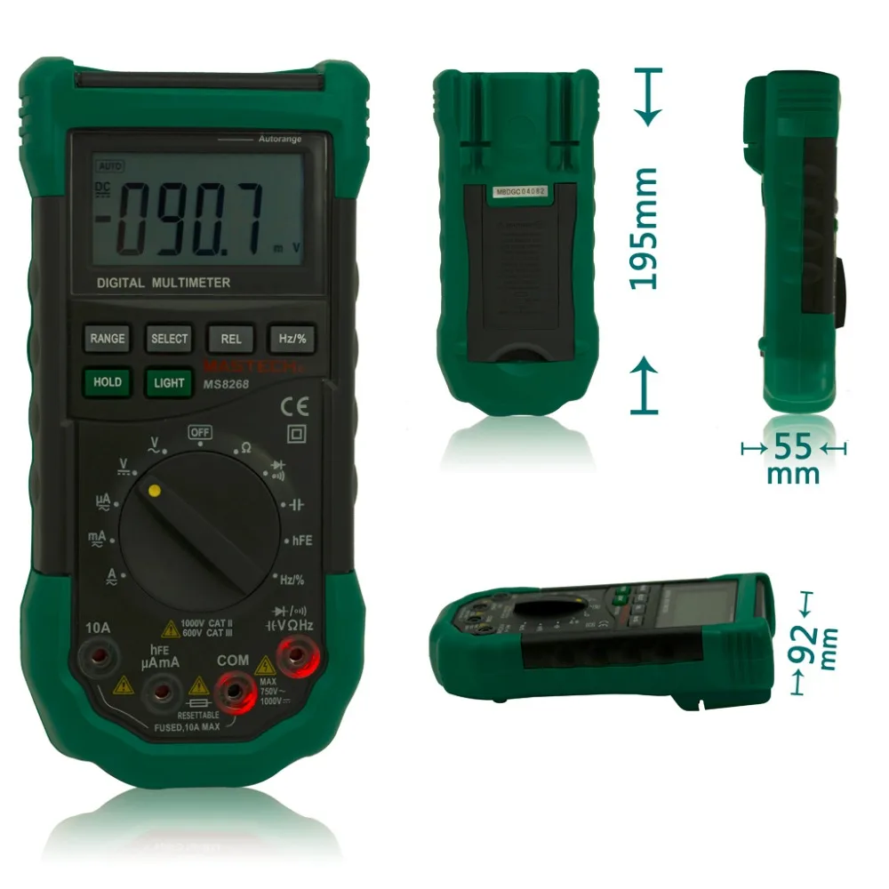 

Mastech MS8268 Auto Range Digital Multimeter AC/DC ammeter voltmeter ohm Frequency Capacitance Meter diode test