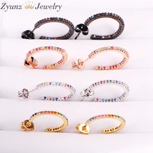 10 пар, 18 мм, элегантный серьги-гвоздики из кубического циркония для женщин красочные кристалл Радуга уха полукруглый круг c Мода Стиль Серьги гвоздики