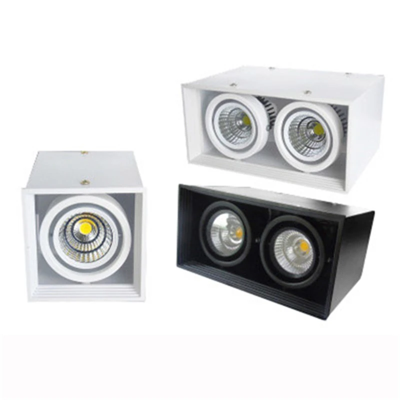 

10X Black/White COB Double Head Downlight 14W/20W/30W AC85-265V Surface Mount Grille Light Downlight Indoor Lighting