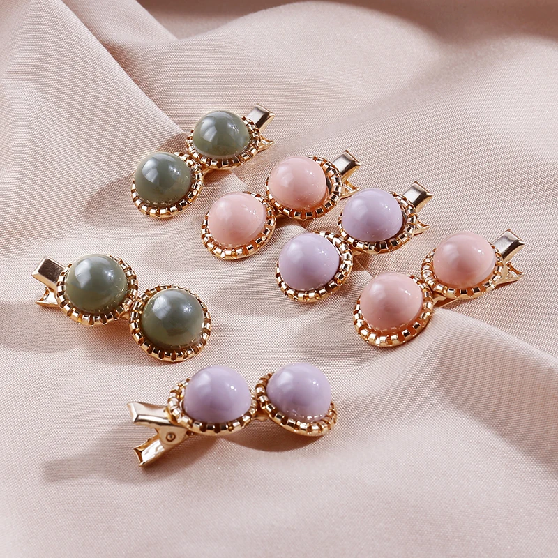 

2pcs Korean Pearl Hair Clips Claw for Girls Women Hair Accessories Sugar Bean Hairpin Ball Cute Headwear Duckbill Color Barrette