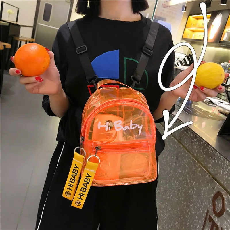 

2019 New Fashion Transparent Pvc Women Backpack Korean Candy Color Jelly Package Transparent Mini Backpack Mochilas Mujer