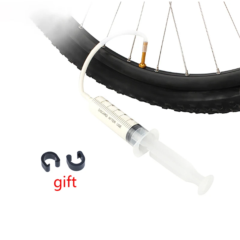 

Bike tire tubeless sealant 60ml syringe rubber hose kit for inner tube mtb road bicycle tire tubeless valves