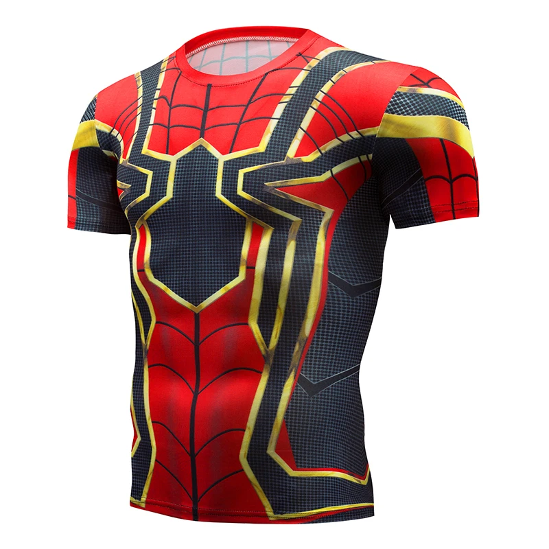 

Marvel superman batman compression shirt fitness tights crossfit quick dry short sleeve t shirt Men Summer tee tops clothing