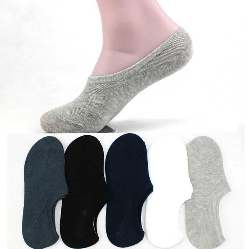 10 Pair Lot Hot Sale Male Boat Socks Quality Casual Black Gray White 5 Solid Colors Soft Comfortable Cool Cotton Sock For Men