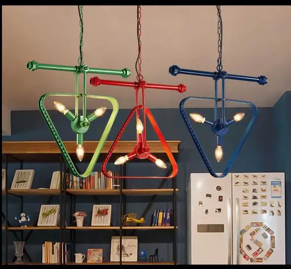 Retro industrial winds pendant light creative personality study meals living room bar desk iron lamp wheel ya72916 | Лампы и освещение