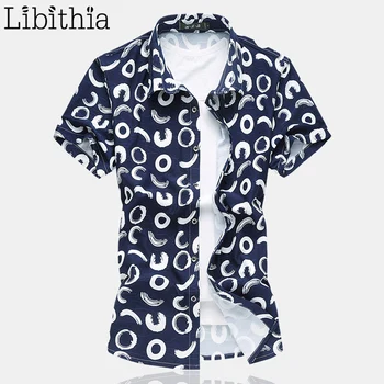

Men Printed Dress Shirt Stretchy Cotton Short Sleeve Camisas Social Masculina Casual Shirt Slim Fit Plus Size 6xl 7xl Summer S74