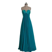 MDBRIDAL Chiffon Bridesmaid Dresses in Teal color Strapless High Waist Women Party Dress