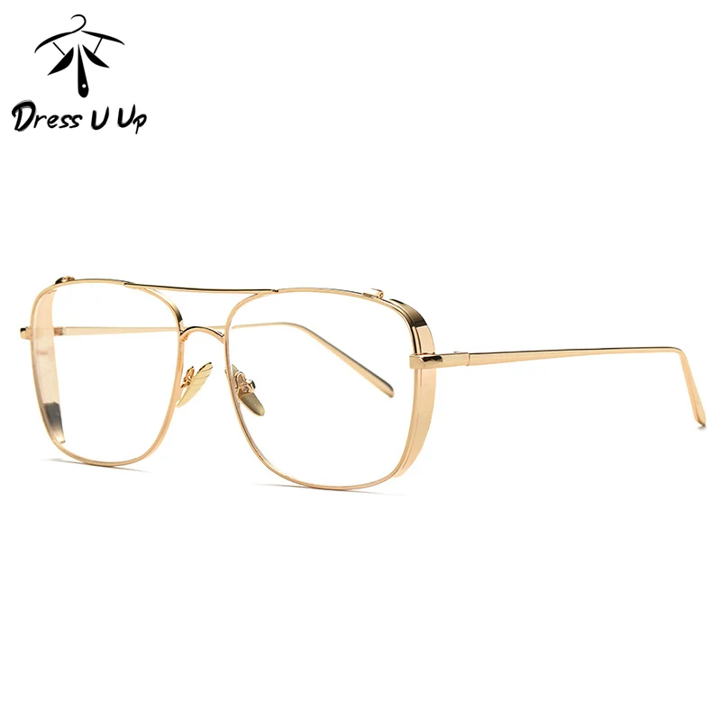 

DRESSUUP 2017 Square Big Alloy Frame UV400 Clear Glasses Frame For Men Women Fashion Brand Designer Eyeglasses oculos de grau