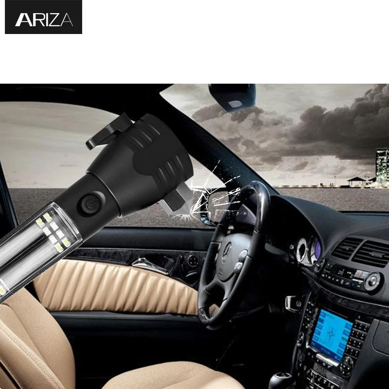

Ariza Car Safety Hammer Emergency Escape Hammer Rescue Kit Tool with Seatbelt Cutter Window Breaker USB Charger