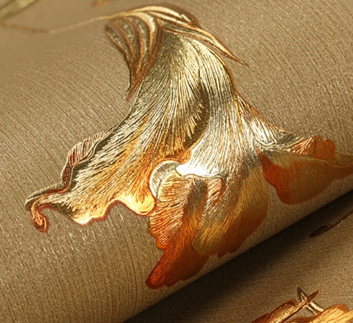 Modern 3d Gold Floral Wallpaper Gold Foil Modern Embossed Living Room