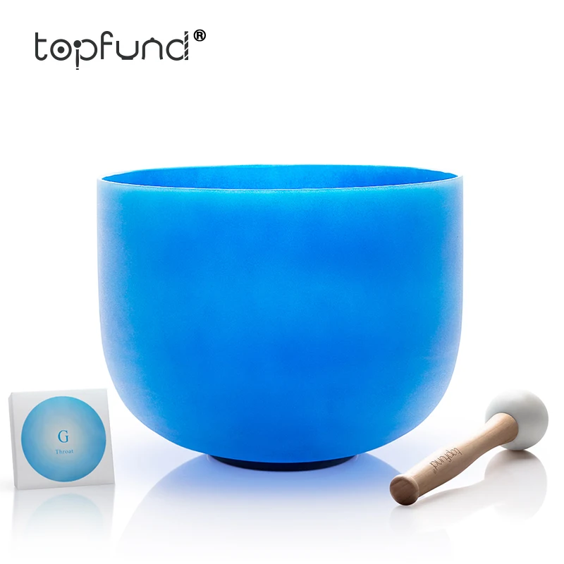 TOPFUND G Note Throat Chakra Blue colored Frosted Quartz Crystal