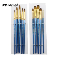 5 шт./компл. острым/плоской головкой нейлон волос Акварель кисть Масло кисть Инструменты живопись канцелярские