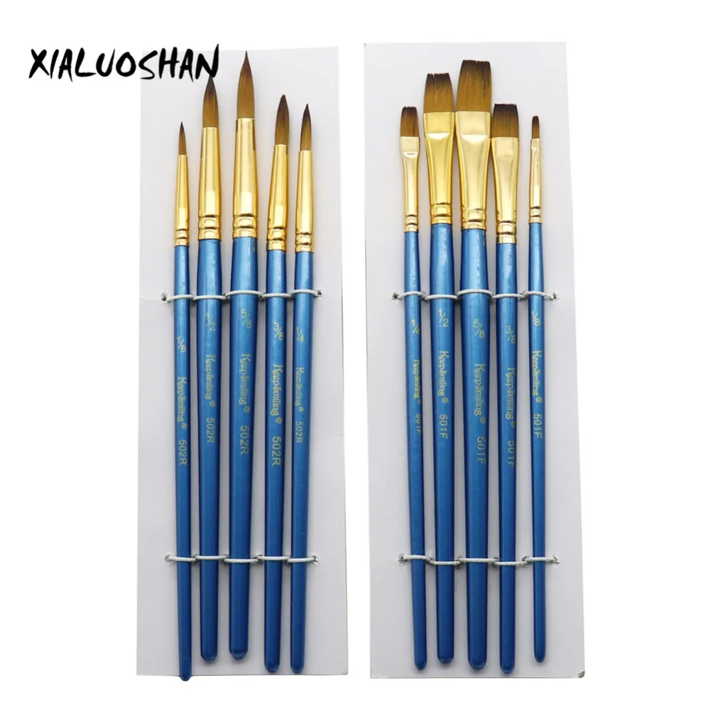 

5 pcs/set Pointed / Flat Head Nylon hair Watercolor Brush Oil Brush Painting Tools Painting Stationery