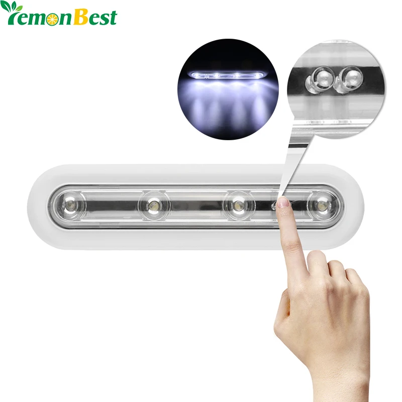 Lemonbest 4 Led Wireless Wall Light Mini Touch Sensor Night Light