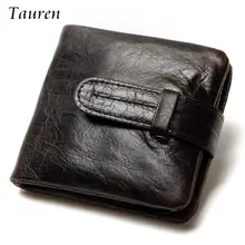 Lujo de La Vendimia Ocasional 100% Real Genuino del Zurriago Cera de Aceite de Cuero Corta de Los Hombres Bifold Wallet Carteras Monedero Monedero Cremallera Masculina