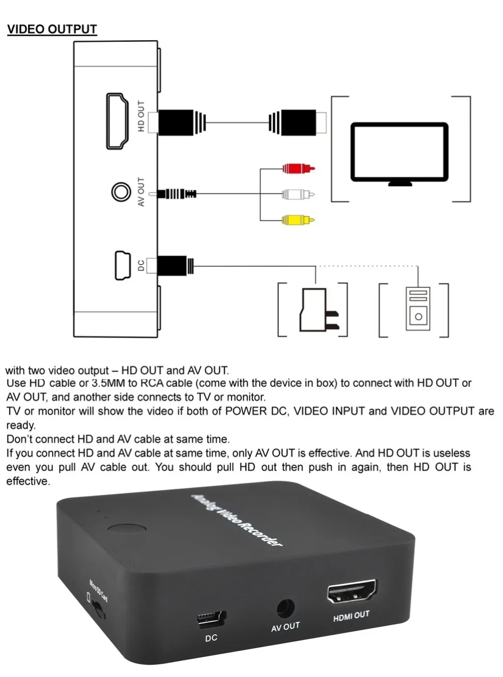 Аналоговый видео Регистраторы, записывать и Оцифровка видео от VHS, VCR, dvd-плеер в цифровой формат, выход HDMI и выход AV