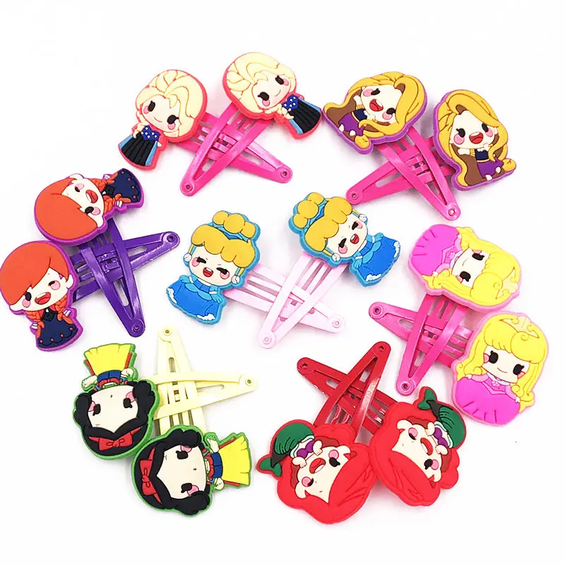 

New 10Pcs Princess Elsa Anna Snow White Mermaid Hair Clips Hairpins Barrette Girls Hair Accessories Hair pins Kids Headwear