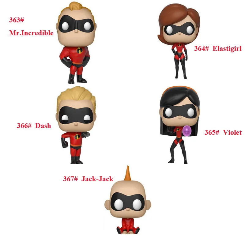 

5pcs/set Incredibles 2 Model Mr.Incredible Elastigirl Violet Dash Jack-Jack Screenslaver Junior Supers Family Pack toy PVC 10cm