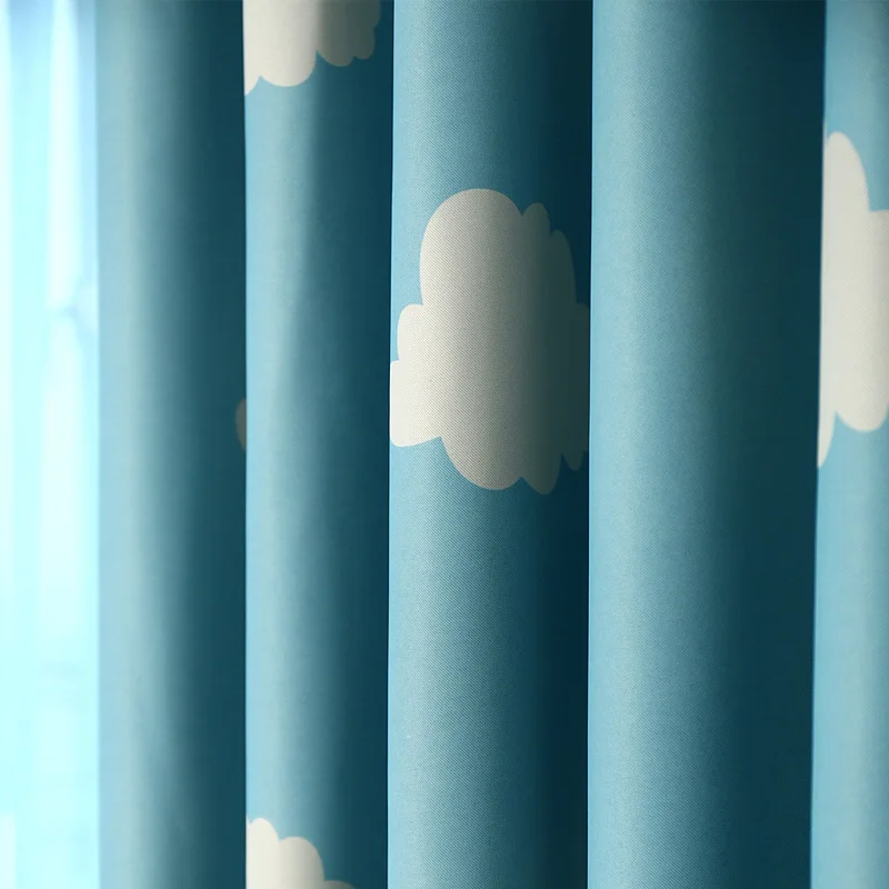 Cortinas de tratamiento de panel de ventana de dormitorio para niños con diseño moderno con motivo de nube azul de dibujos animados LOZUJOJU