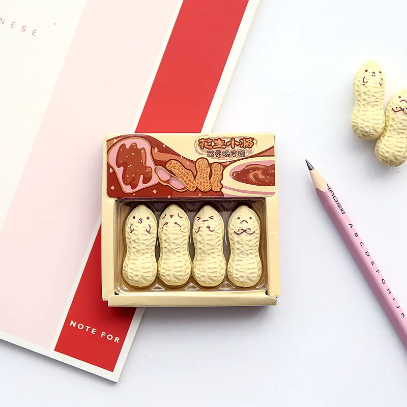 (4 pieces/lot) Creative Peanut Eraser Rubber Eraser Primary Student