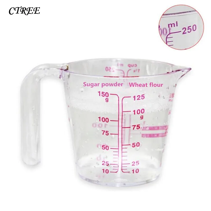 

CTREE 1Pcs Food Grade PP Plastic 250ml/500ml Transparent Cup Scale Measuring Cups Measurement Tool New Baking Kitchen Tools C253