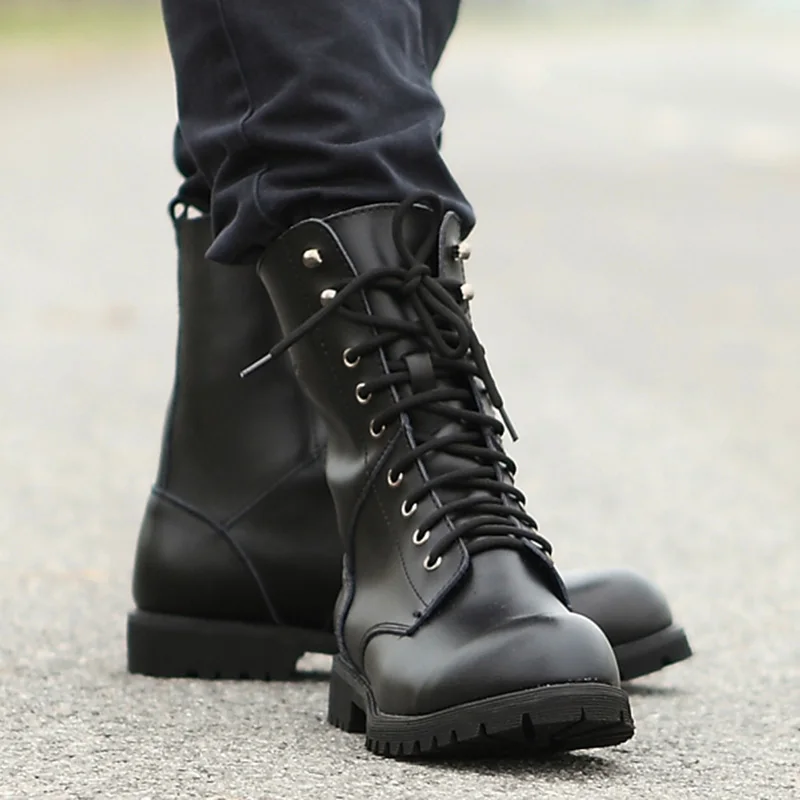 Genuine Leather Men Military Boots Men's Motorcycle Riding Hunting Casual Walking Shoes Designer desert Botas Hombre black #11 Genuine Leather Men Military Boots Men's Motorcycle Riding Hunting Casual Walking Shoes Designer desert Botas Hombre black #11