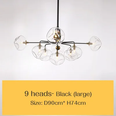 Скандинавские современные минималистичные подвесные светильники для гостиной, столовой, креативные молекулярные светильники, теплая Подвесная лампа для спальни - Цвет корпуса: 9heads black large