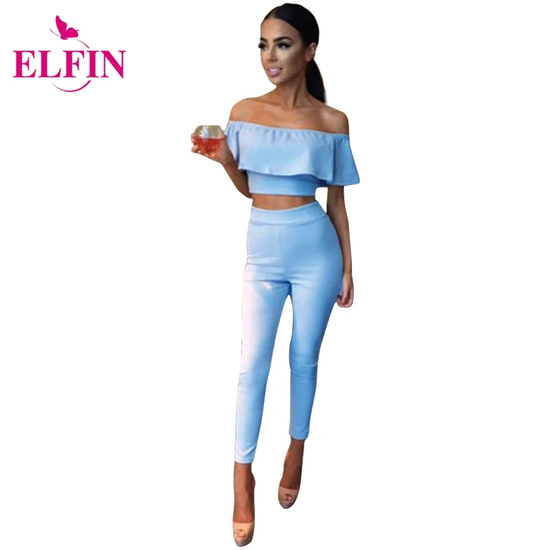 

Women Rompers Jumpsuit Sexy Strapless Jumpsuit Solid Color Falbala Jumpsuit Ruffle Off Shoulder 2PCS/Set Jumpsuits LJ7343R