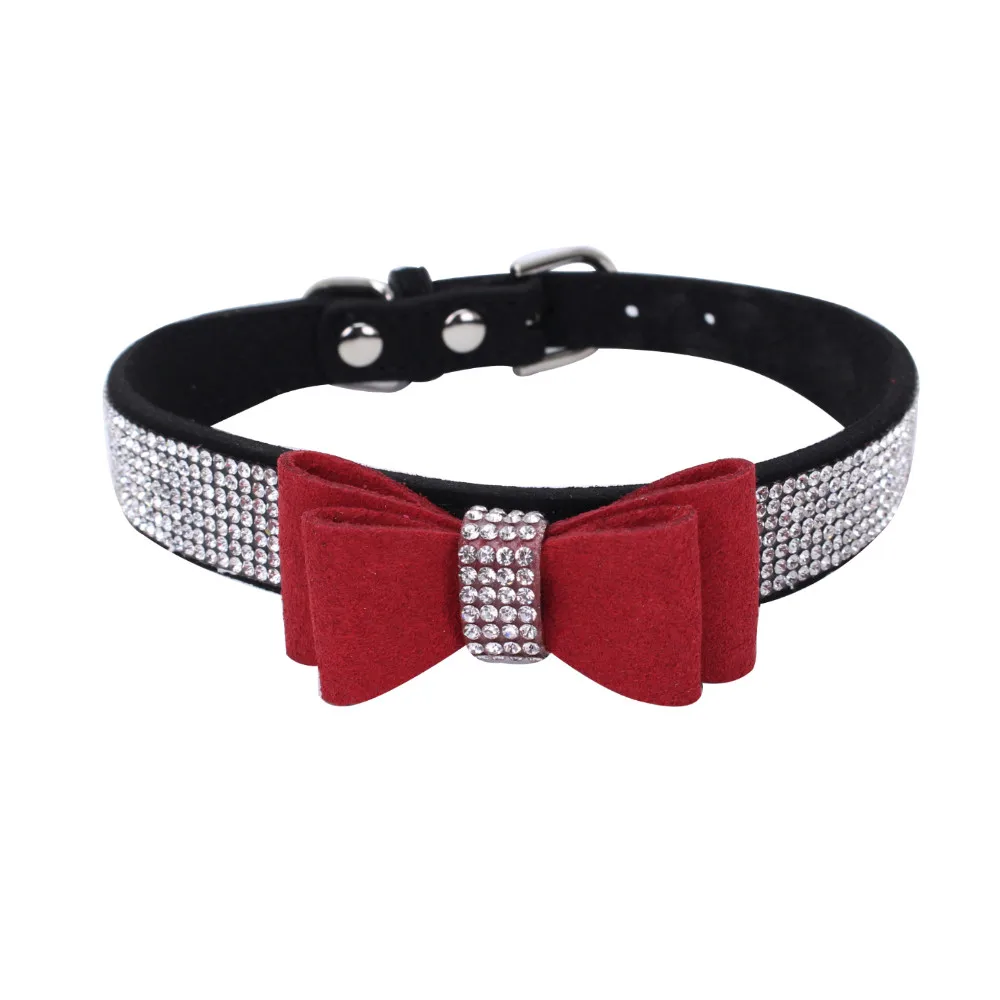 

Butterfly rhinestone dog collar dog with dog chain Exquisite Adjustable Bowknot Diamond Dog Puppy Pet Collars