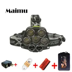 Maimu USB 20000LM 5 * Cree xml T6 + 2XPE фар Глава лампы освещения свет фонарик факел Фонарь Рыбалка + 18650 аккумулятор + зарядное устройство J