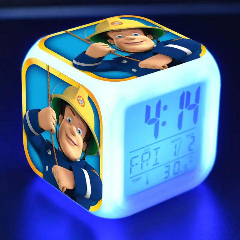 Будильник Fireman Sam со светодиодной подсветкой мультяшная фигурка ночсветильник из