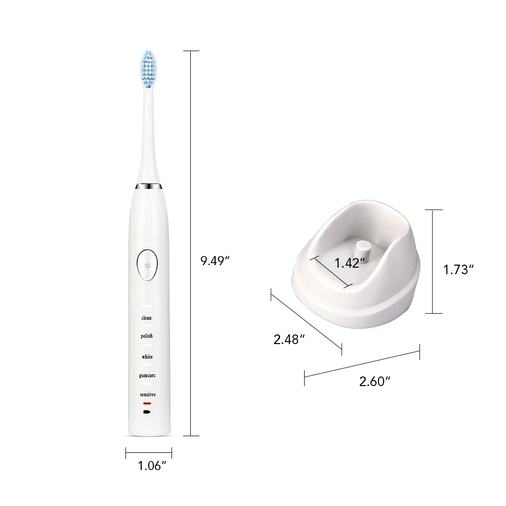 5 режимов AZ-08 звуковая электрическая зубная щетка для взрослых USB перезаряжаемая ультра звуковая зубная щетка с 4 головками отбеливание зубов очиститель полости рта