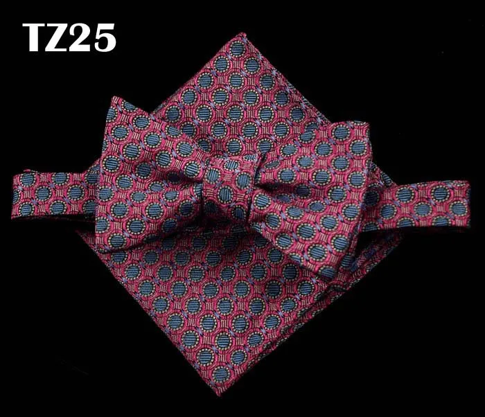 Свадебные галстуки-бабочки для мужчин бабочка Карманный платок подарочный набор черный - Цвет: 25