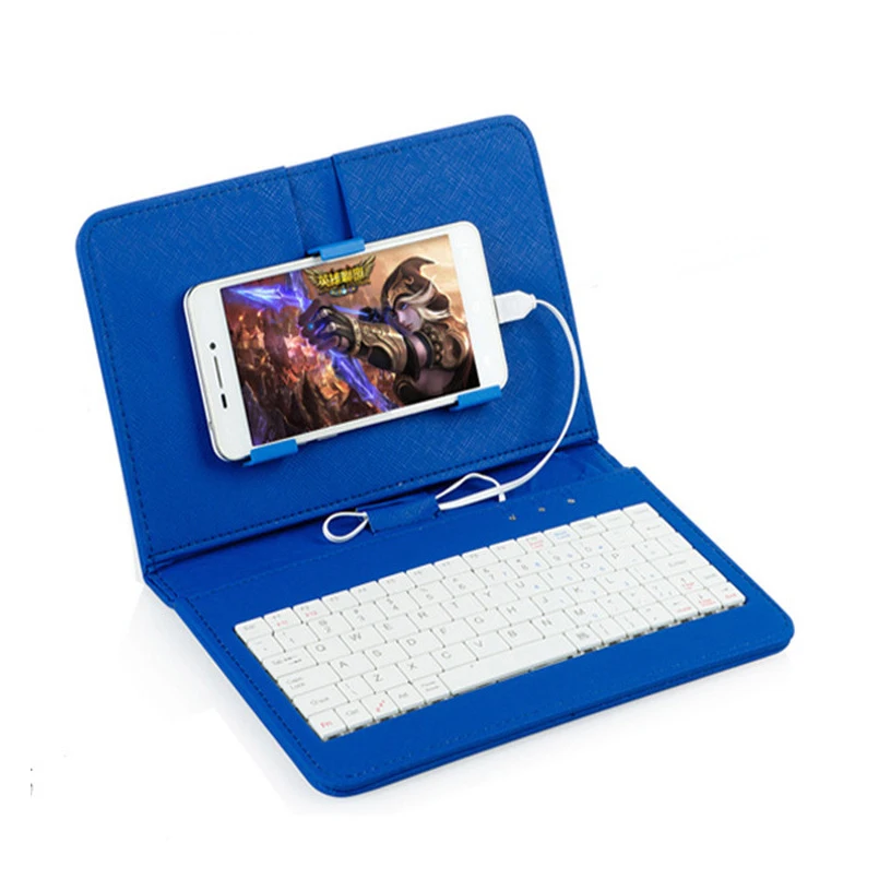 Foldable PU Leather Case Micro USB Keyboard Stand Cover Mobile Phone