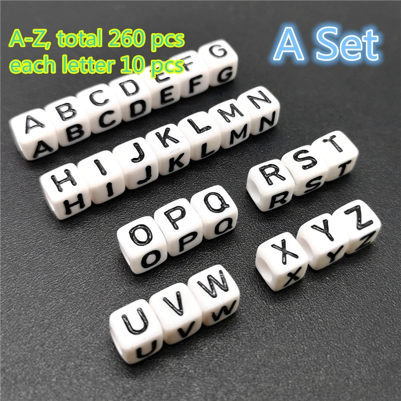 

260 pcs a Set Letter Beads A-Z (each letter 10 pcs) Acrylic Alphabet Beads For Jewelry Making DIY Bracelet Necklace Accessories