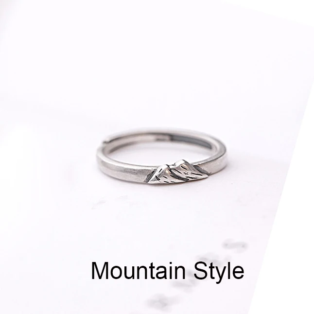 Серебряное кольцо в винтажном стиле, волнистое горное регулируемое кольцо 925, пара колец для девочек и мальчиков, кольцо для обещаний, ювелирные изделия для лучших друзей