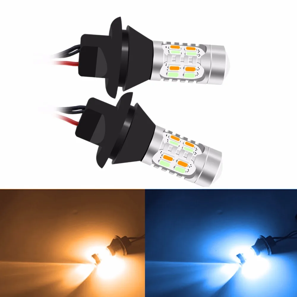 2 шт. Bau15s 1156 двойной цвет поворотник DRL 2835SMD белый/янтарный желтый+ без ошибок Canbus с резистором светодиодный автомобильные фонари