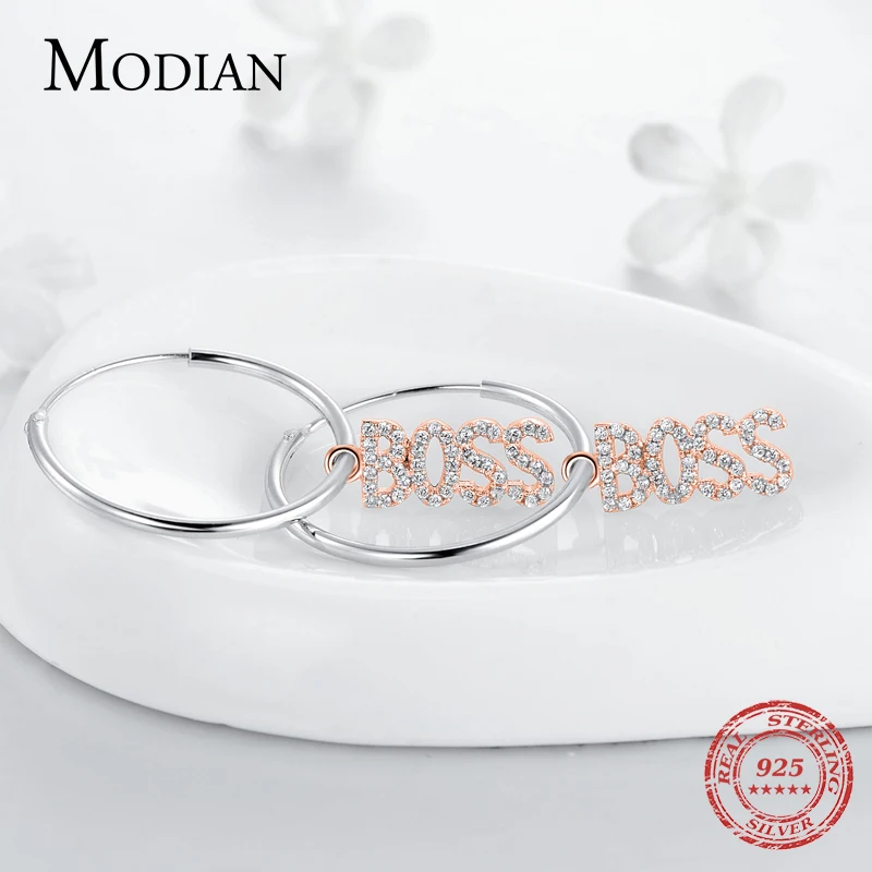 Modian модные серьги-кольца в натуральном 925 пробы с серебряными буквами золотого цвета INS стиль для женщин DIY серебряные ювелирные изделия