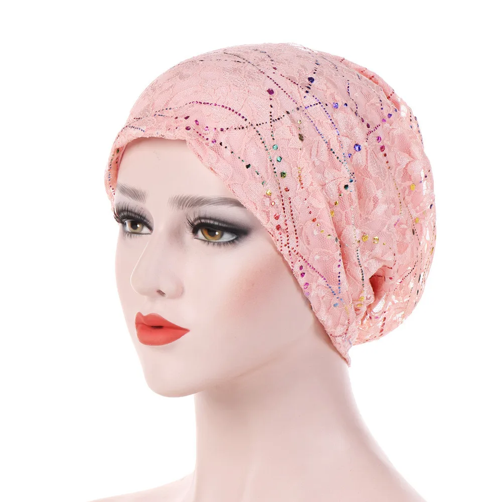Женская цветная шапочка с эпоксидным кружевом, дышащая Кепка Баотоу, шапочка для химиотерапии, мусульманская шляпа, милая Кепка, Женские аксессуары