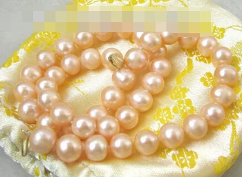 

02542 natural pink round freshwater pearl necklace-