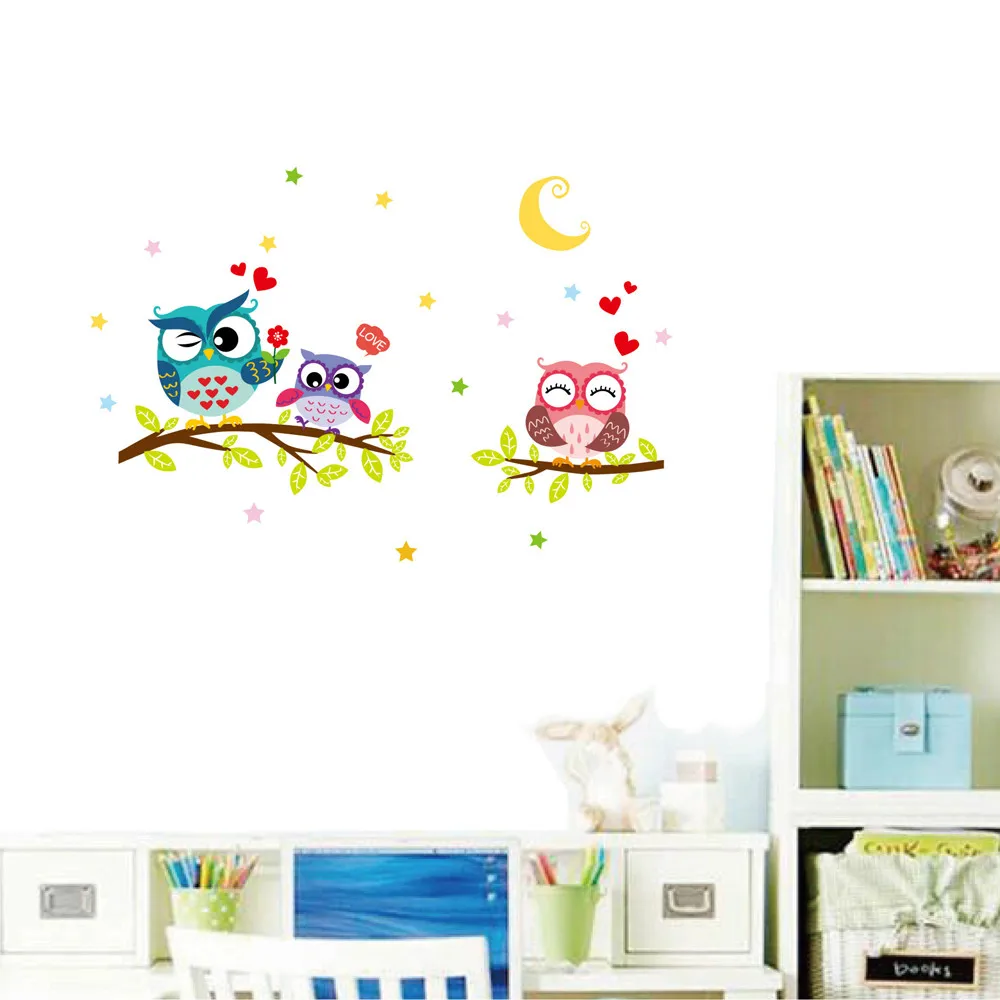 Креативные ПВХ Настенные мультипликационные наклейки животных наклейки «Сова» для детских комнат гостиной спальни большие съемные обои DIY домашний декор