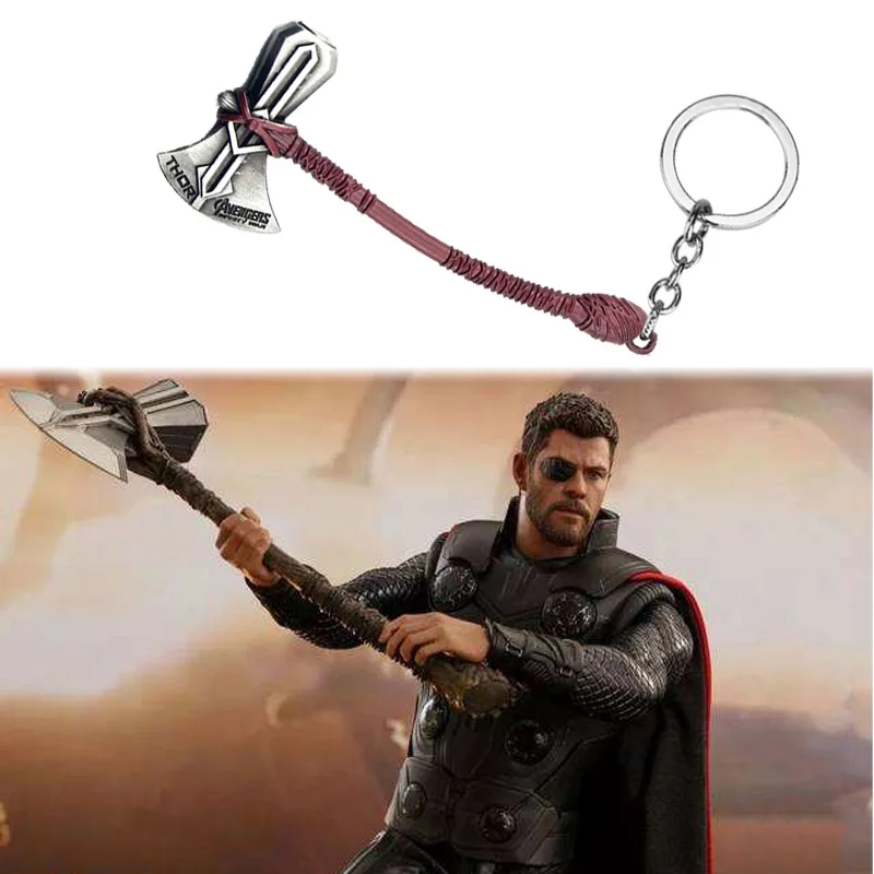 

Marvel The Avengers 4 Infinity War Thor Axe Hammer Loki Keychain Thor Stormbreaker Key Chain for Movie Fans Car Keyring Jewelry