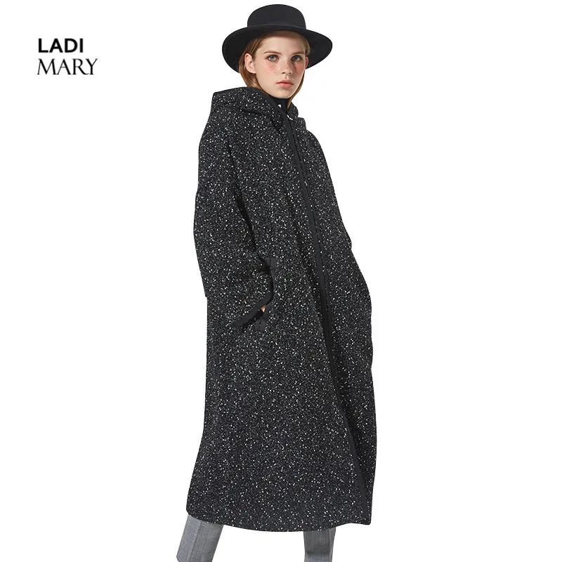 LADIMARY 2017 Summer/Autumn New Women Wool Coat Long Overcoat Loose