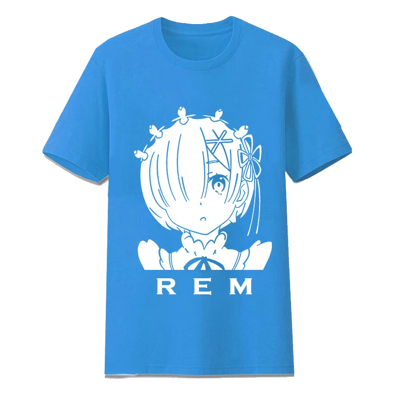 Новая футболка Re Zero Kara Hajimeru Isekai Seikatsu Rem, Мужская футболка Ram, летний костюм с коротким рукавом для подружек, хлопковые топы - Цвет: 01