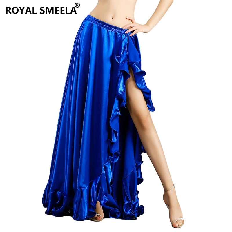 Satin belly dancing skirt long Ruffle Skirt stage belly dance costume