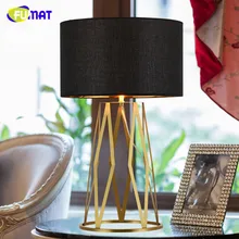 Фумат настольные лампы полые геометрические тканевые абажур из нержавеющей стали лампа для гостиной спальни прикроватная лампа настольная лампа для отелей