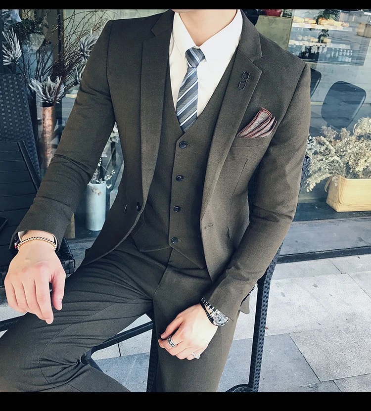 Gentleman Business Suits Slim Fit Suits for Men Wedding Suits Tuxedo Party Dress Professional 3Pcs Suits Single Breasted