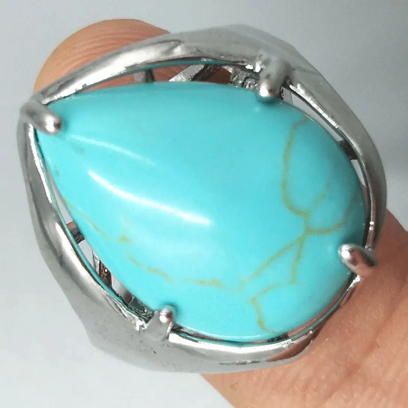 Женское и мужское кольцо из бусин Howlite 18x20 мм с регулируемой сумкой C5238 | Украшения