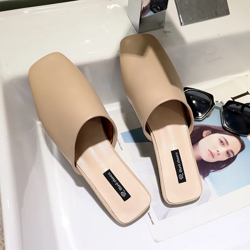 Лаконичные корейские sandalias mujer новинка 2019 г. женские шлепанцы с квадратным носком