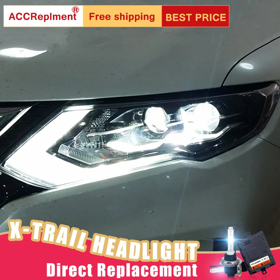 Best Price 2Pcs LED Headlights For Nissan X-Trail 2017-2019 led car lights Angel eyes xenon HID KIT Fog lights LED Daytime Running Lights